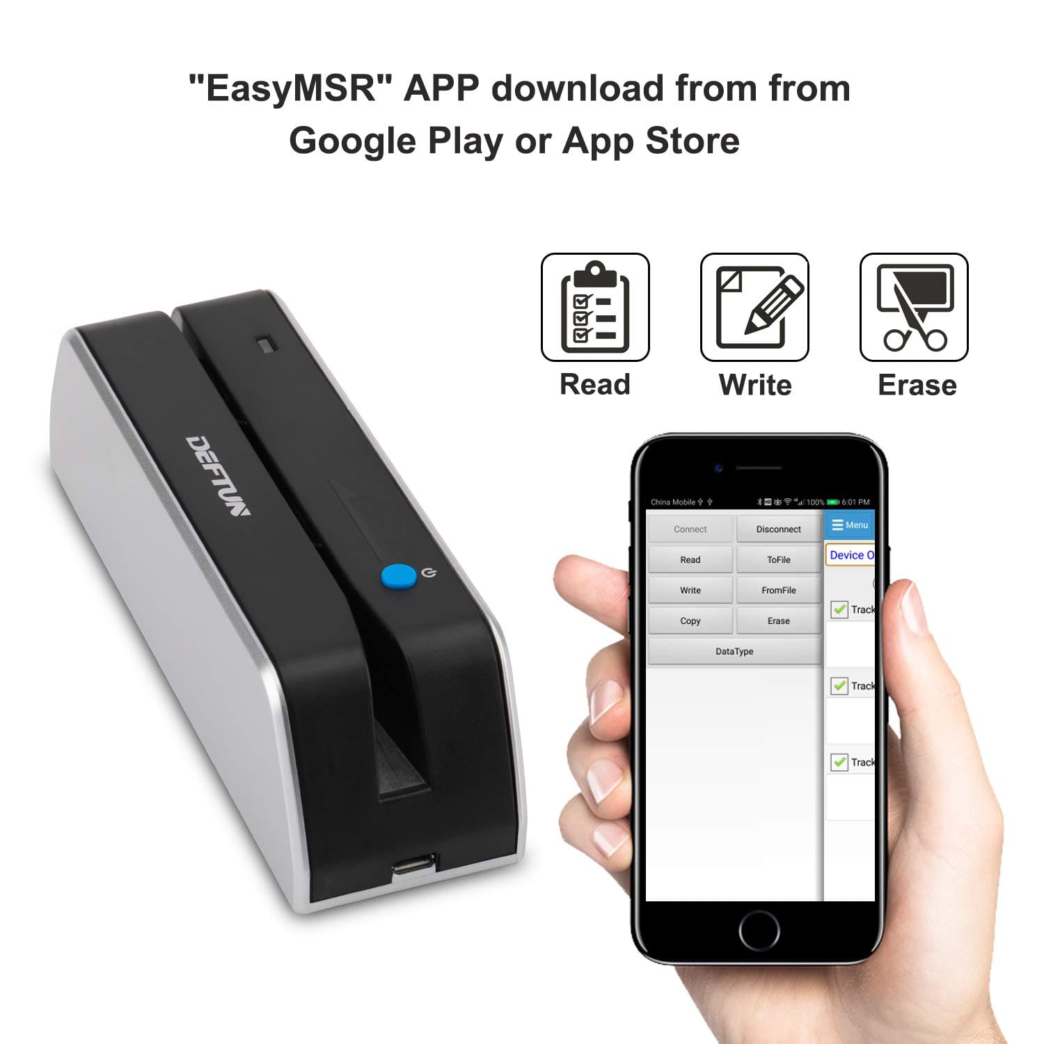 MSR-X6(BT) MSRX6BT Magnetic Stripe Card Reader Writer Encoder Mini Portable